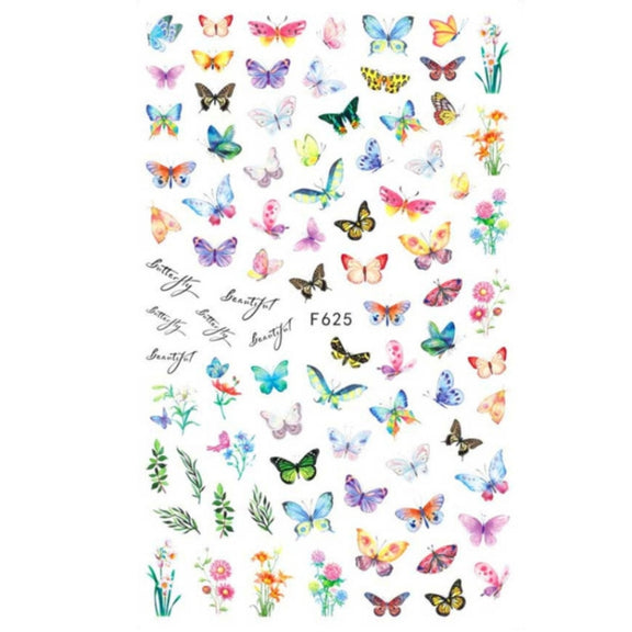 10pcs 3D Adhesive Butterfly Retro Rose Color Nail Art Sticker(F-625)