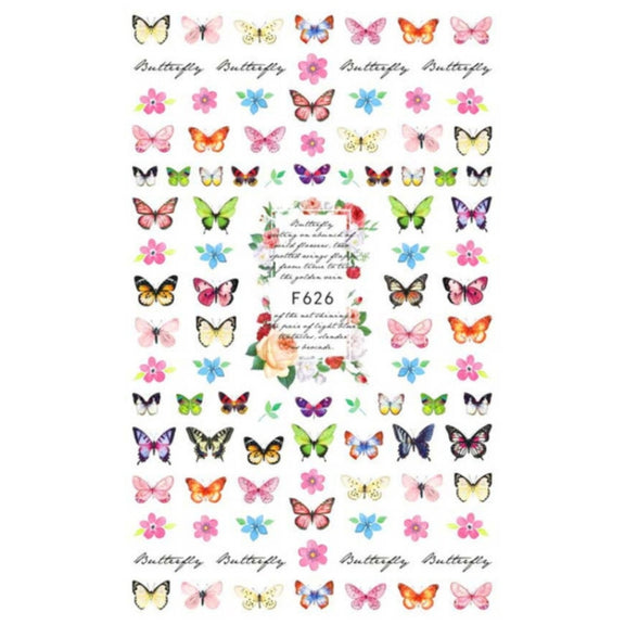 10pcs 3D Adhesive Butterfly Retro Rose Color Nail Art Sticker(F-626)