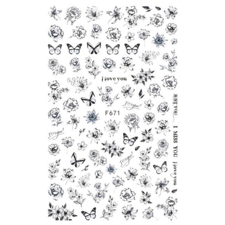10pcs 3D Adhesive Butterfly Retro Rose Color Nail Art Sticker(F-671)