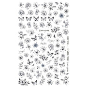 10pcs 3D Adhesive Butterfly Retro Rose Color Nail Art Sticker(F-671)