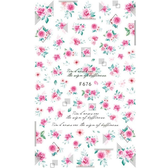 10pcs 3D Adhesive Butterfly Retro Rose Color Nail Art Sticker(F-676)