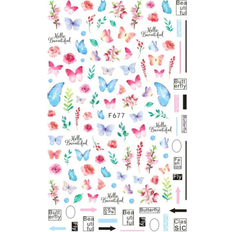 10pcs 3D Adhesive Butterfly Retro Rose Color Nail Art Sticker(F-677)