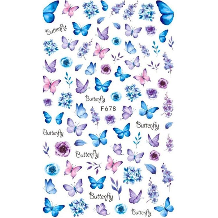 10pcs 3D Adhesive Butterfly Retro Rose Color Nail Art Sticker(F-678)