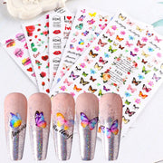 10pcs 3D Adhesive Butterfly Retro Rose Color Nail Art Sticker(F-671)