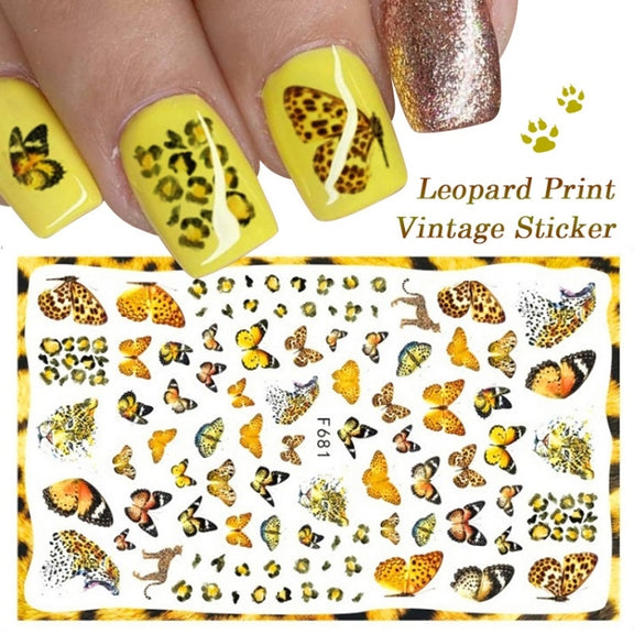10pcs 3D Adhesive Butterfly Retro Rose Color Nail Art Sticker(F-668)