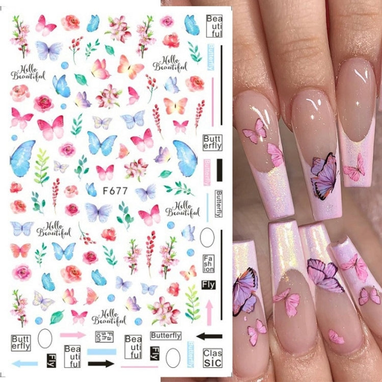 10pcs 3D Adhesive Butterfly Retro Rose Color Nail Art Sticker(F-624)