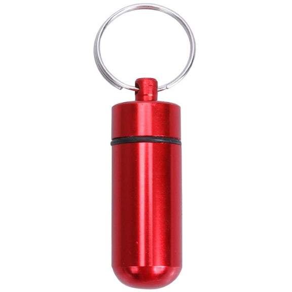 10pcs Portable Sealed Water-resistant Aluminum Alloy First Aid Pill Bottle with Keychain(Red)