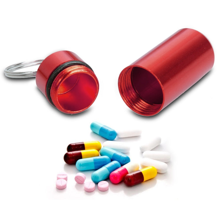 10pcs Portable Sealed Water-resistant Aluminum Alloy First Aid Pill Bottle with Keychain(Red)