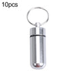 10pcs Portable Sealed Waterproof Aluminum Alloy First Aid Pill Bottle with Keychain(Silver) - Emergency Tools by PMC TechLife | Online Shopping South Africa | PMC TechLife