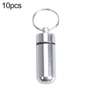 10pcs Portable Sealed Water-resistant Aluminum Alloy First Aid Pill Bottle with Keychain(Silver)