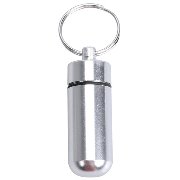 10pcs Portable Sealed Water-resistant Aluminum Alloy First Aid Pill Bottle with Keychain(Silver)