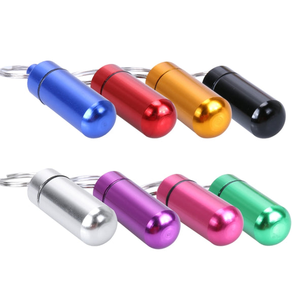 10pcs Portable Sealed Water-resistant Aluminum Alloy First Aid Pill Bottle with Keychain(Silver)