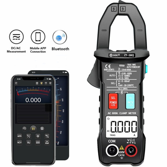 BSIDE  Bluetooth 5.0 6000 Words High Precision Smart AC Clamp Meter, Specification: ZT-5BQ+C3140 Clip