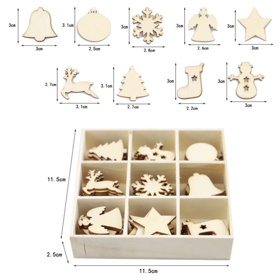 Christmas Creative DIY Decoration Gift Set  Handmade Wood Chip Pendant, Style:JM02031