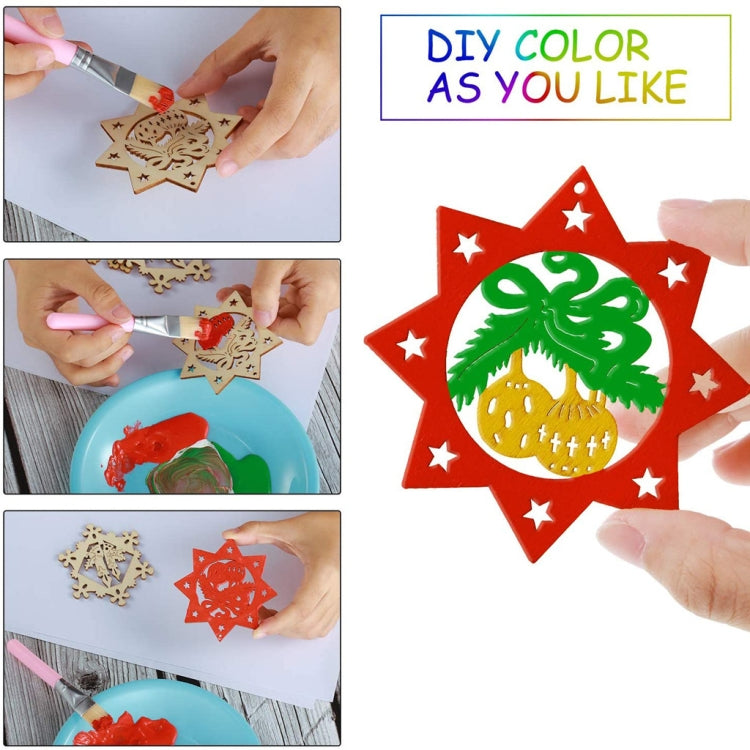 Christmas Creative DIY Decoration Gift Set  Handmade Wood Chip Pendant, Style:JM02031