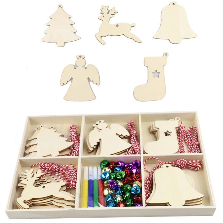 Christmas Creative DIY Decoration Gift Set  Handmade Wood Chip Pendant, Style:JM02039