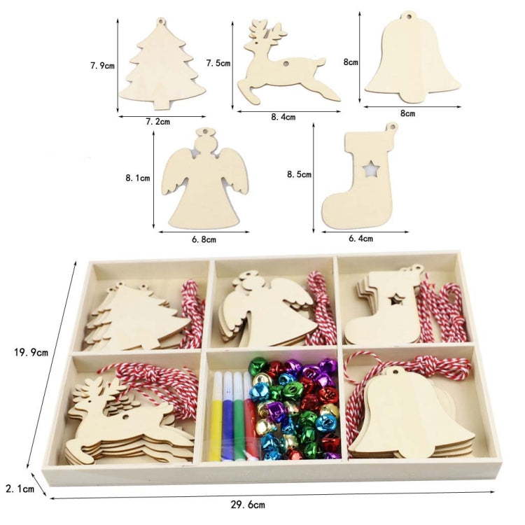 Christmas Creative DIY Decoration Gift Set  Handmade Wood Chip Pendant, Style:JM02039