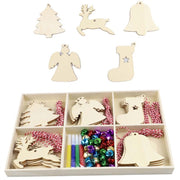 Christmas Creative DIY Decoration Gift Set  Handmade Wood Chip Pendant, Style:JM02039