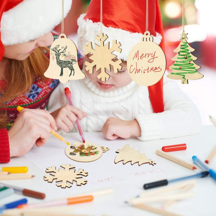 Christmas Creative DIY Decoration Gift Set  Handmade Wood Chip Pendant, Style:JM02039