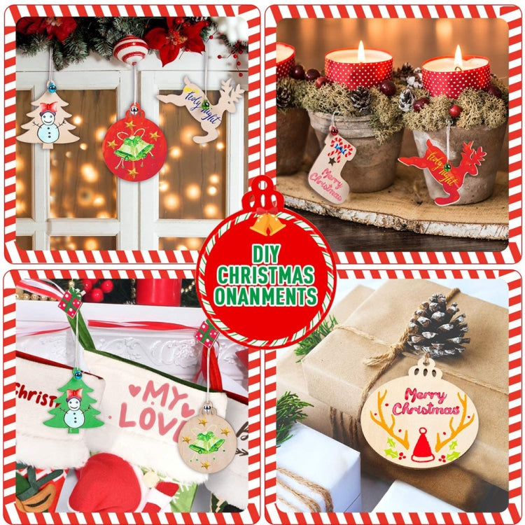 Christmas Creative DIY Decoration Gift Set  Handmade Wood Chip Pendant, Style:JM02039