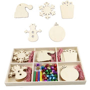 Christmas Creative DIY Decoration Gift Set  Handmade Wood Chip Pendant, Style:JM02040