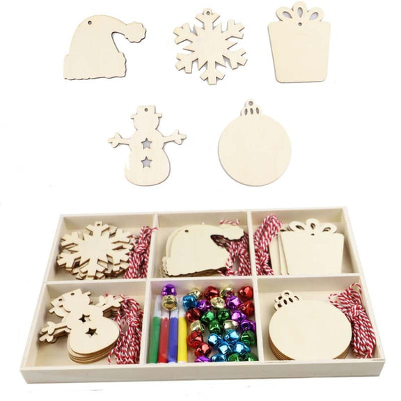 Christmas Creative DIY Decoration Gift Set  Handmade Wood Chip Pendant, Style:JM02040