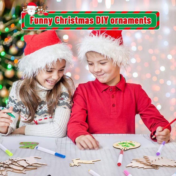 Christmas Creative DIY Decoration Gift Set  Handmade Wood Chip Pendant, Style:JM02040