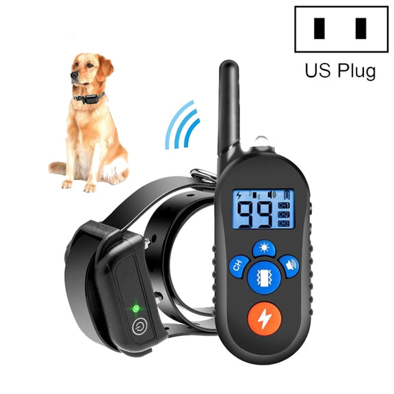 800m Remote Control Electric Shock Bark Stopper Vibration Warning Pet Supplies Electronic Water-resistant Collar Dog Training Device, Style:556-1(US Plug)