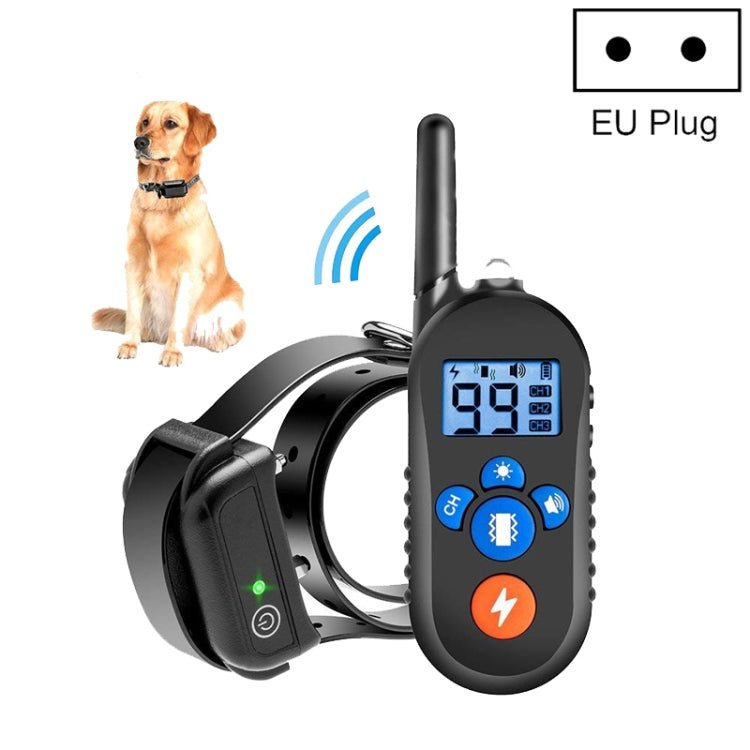 800m Remote Control Electric Shock Bark Stopper Vibration Warning Pet Supplies Electronic Water-resistant Collar Dog Training Device, Style:556-1(EU Plug)