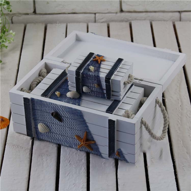 3 In 1 Wooden Storage Box Jewelry Boxes Wooden Box Decoration(White Set)