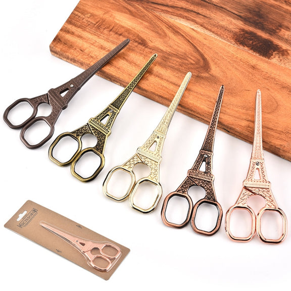 Stainless Steel Eiffel Tower Scissors Handmade Thread Tea Bag Scissors(Rose Gold)