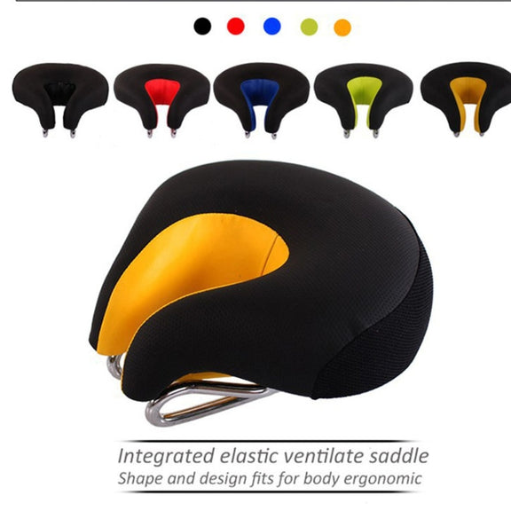 Noseless Bicycle Saddle Mountain Bike Thickened  Soft Cushion(Black)