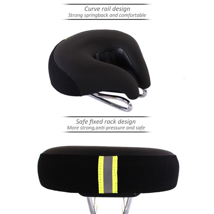 Noseless Bicycle Saddle Mountain Bike Thickened  Soft Cushion(Black)
