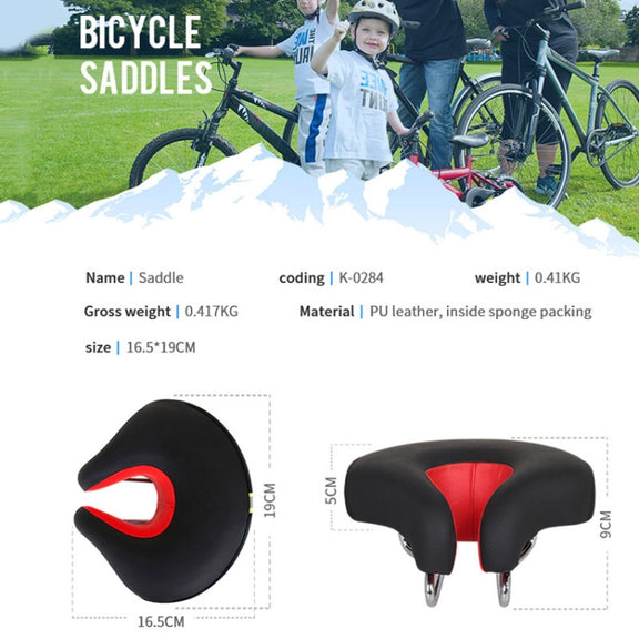 Noseless Bicycle Saddle Mountain Bike Thickened  Soft Cushion(Black)