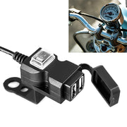Dual USB Port 12V Water-resistant Motorbike Motorcycle Handlebar Charger 5V 1A/2.1A Adapter Power Supply Socket for Phone Mobile