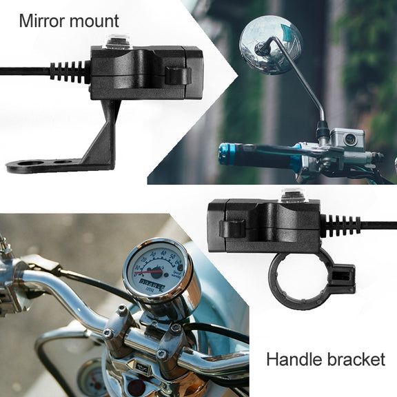 Dual USB Port 12V Water-resistant Motorbike Motorcycle Handlebar Charger 5V 1A/2.1A Adapter Power Supply Socket for Phone Mobile