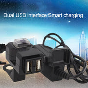Dual USB Port 12V Water-resistant Motorbike Motorcycle Handlebar Charger 5V 1A/2.1A Adapter Power Supply Socket for Phone Mobile
