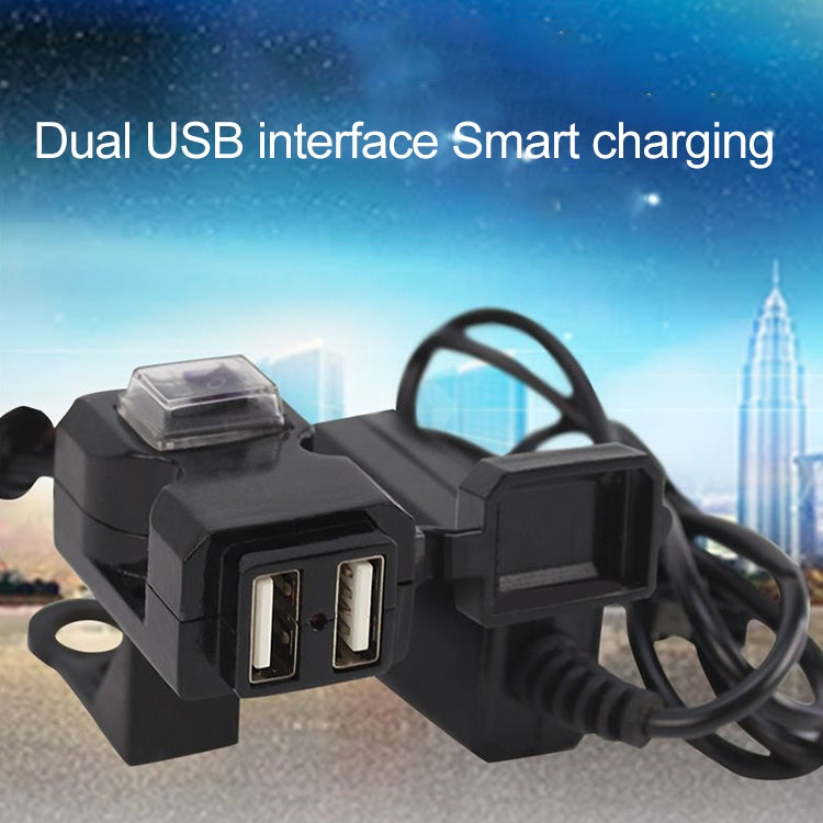 Dual USB Port 12V Water-resistant Motorbike Motorcycle Handlebar Charger 5V 1A/2.1A Adapter Power Supply Socket for Phone Mobile