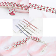 Pet Collar Diamond Elastic Cat And Dog Necklace Jewelry, Size:S(Red White)