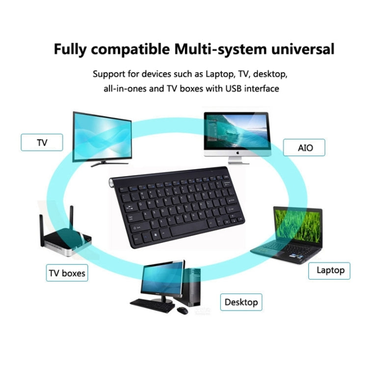 USB External Notebook Desktop Computer Universal Mini Wireless Keyboard Mouse, Style:Keyboard and Mouse Set(Silver)