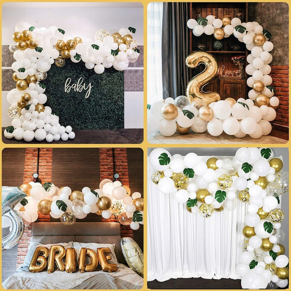 White Gold Party Theme Balloon Garland Set Birthday Wedding Decoration Balloon Set
