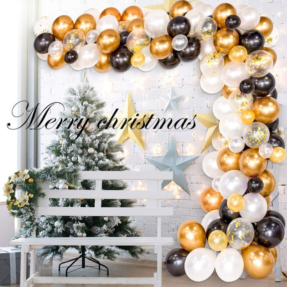 Classic Black Gold Latex Balloon Set Birthday Party Balloon Chain Room Decoration Set