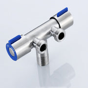 Stainless Steel One-In-Two-Out Multi-Function Three-Way Valve Faucet, Specification: Double 4-point Thread