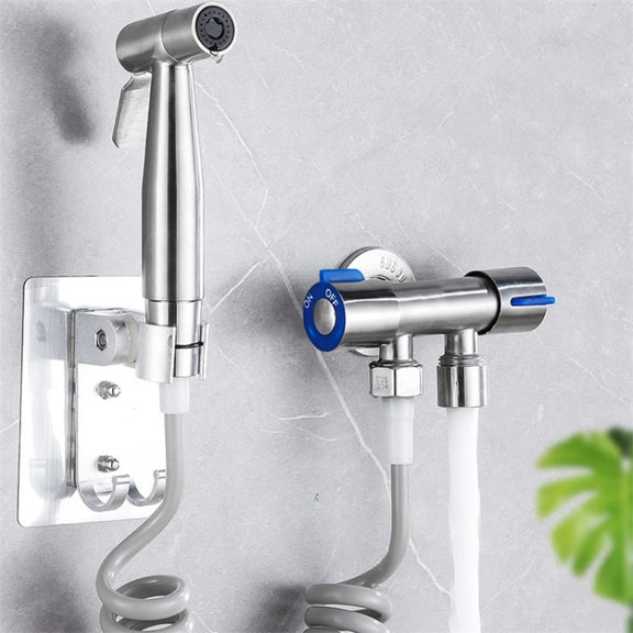 Stainless Steel One-In-Two-Out Multi-Function Three-Way Valve Faucet, Specification: Double 4-point Thread
