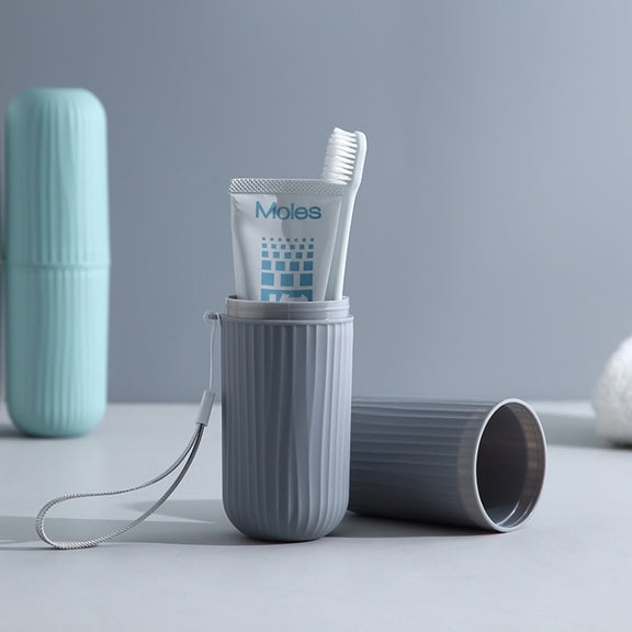 1pc Simple Travel Washing Cup Portable Toothbrush Storage Box Multifunctional Brushing Cup(Gray)