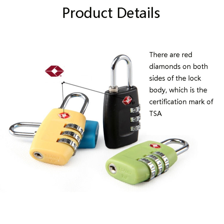 Customs Luggage Lock Overseas Travel Luggage Zipper Lock Plastic TSA Code Lock(Black)