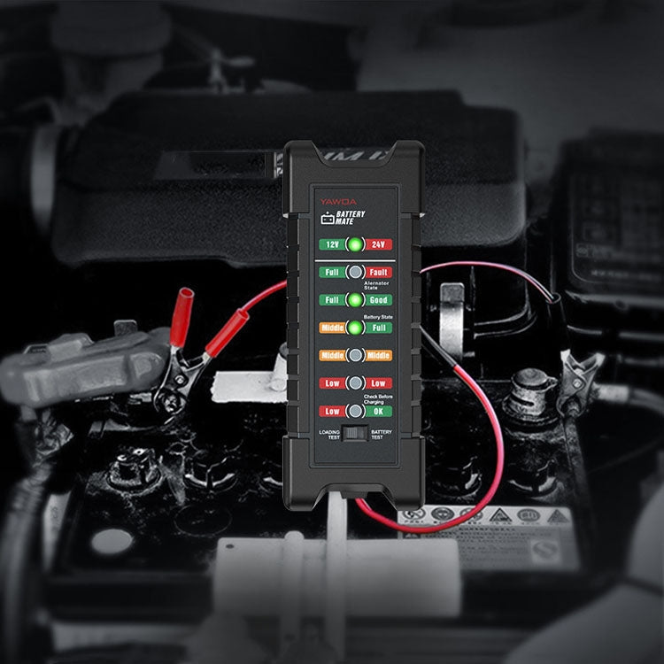 YAWOA BM410 Storage Battery Tester 12V/24V Load Test LED Smart Car Battery Tester Clip
