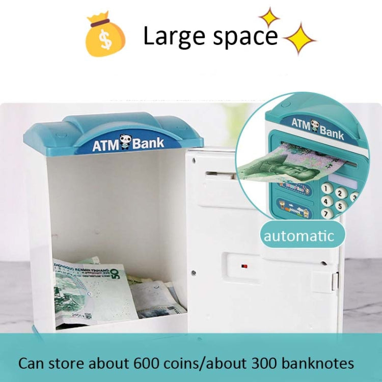Simulation Password Fingerprint Sensor Unlocking Money Box Automatic Roll Money Safe ATM Piggy Bank(Pink)