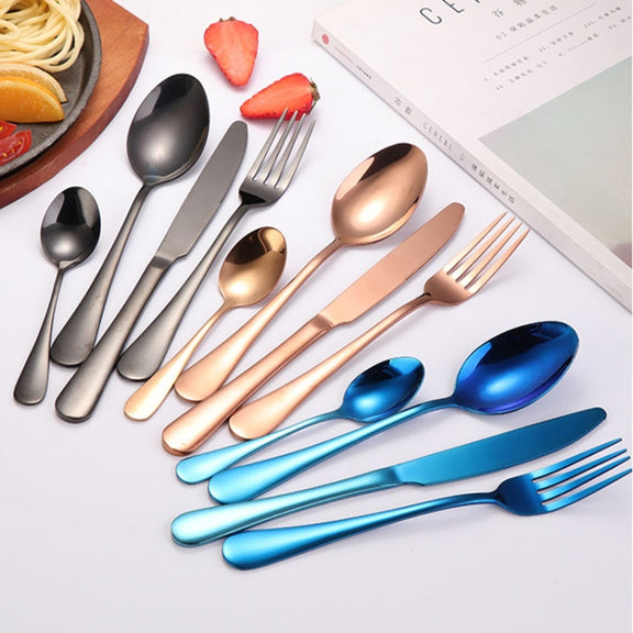 24 in 1 Stainless Steel Tableware Western Steak Cutlery Gift Set, Color: Golden