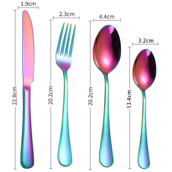 24 in 1 Stainless Steel Tableware Western Steak Cutlery Gift Set, Color: Golden
